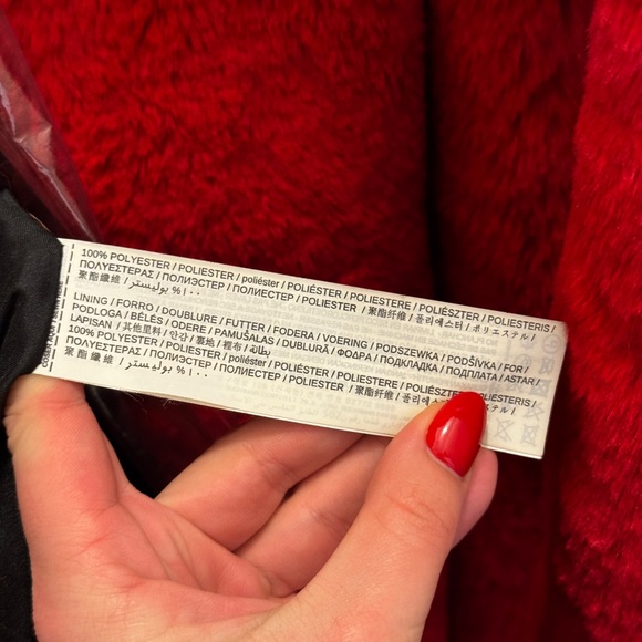 Mango Vibrant Red Faux Fur Coat - Picture 2 of 5